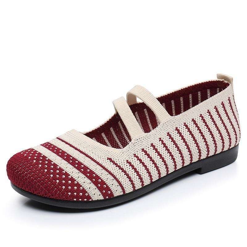 Alte Nord-Stoffschuhe Damen flachsohlige vielseitige Einzelschuhe flachmündig flachabsätzig Mutterschuhe atmungsaktiv weichsohlig extra groß Damen