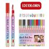 12Pcs Nail Art Pen Marker Set - 0.5mm Fine Tip for Precise Graffiti Drawing