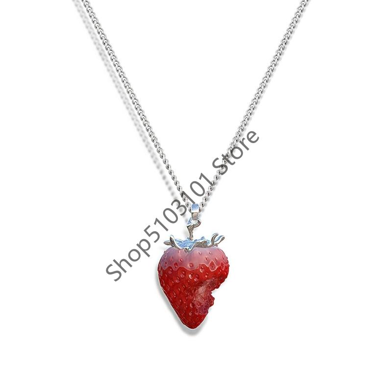 

Women s Fashion Earrings Sweet Red Strawberry Fruit Drop Earring necklace For Girls Trend Korean Jewelry