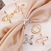 Fashion Cross Scarf Clip X Shape Metal Brooches for Women Hollow Bow Scarves Buckle Holder Shawls Jewelry Clothing Accessories