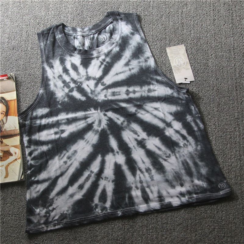 Loose Tie-Dye Women s Sleeveless Fashion Outdoor Casual Vest Tie dye black L