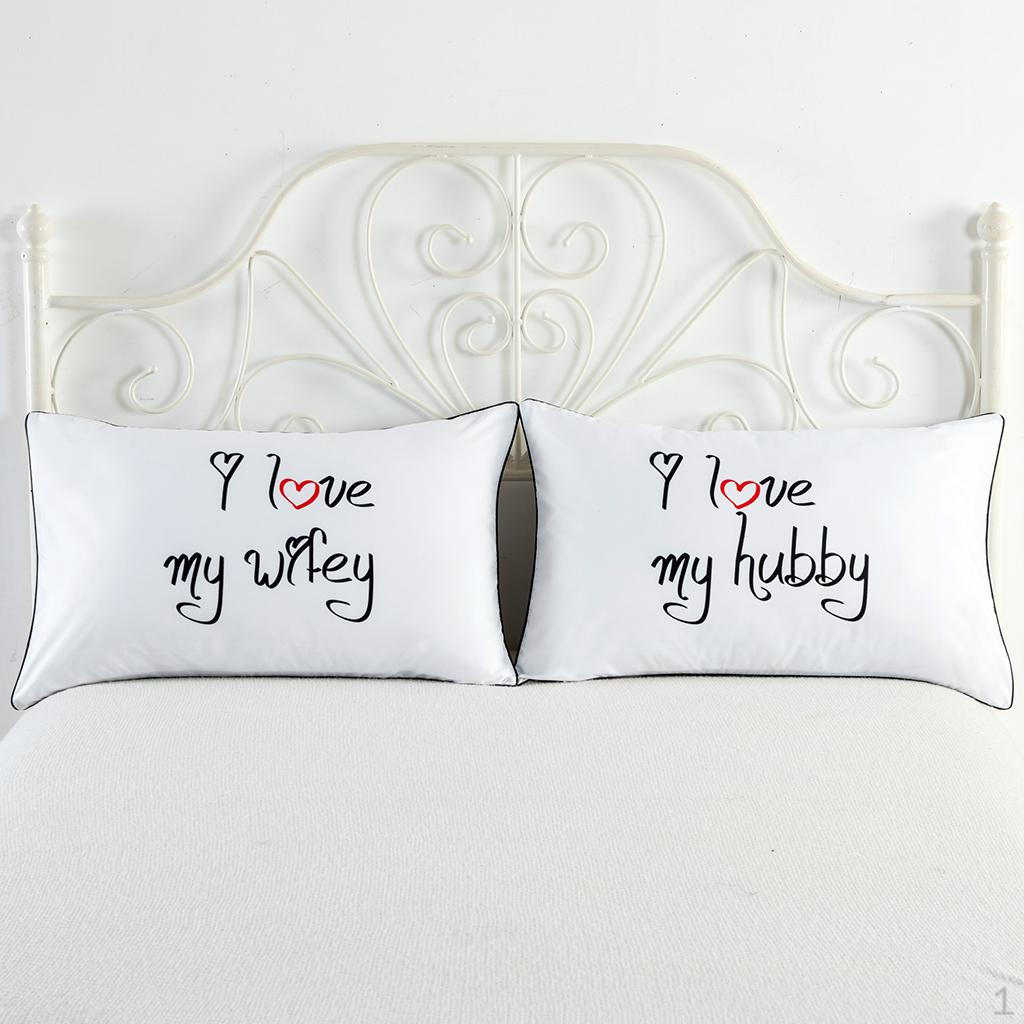 

1 Pair Couple Lover White Pillowcase Funny Cushion Cover