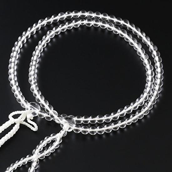 Hayashi Kyo Butsudan Buddhist Altar, Jodo Shinshu Buddhist Prayer Beads, 8 inches, Genuine Crystal (Women's), Formal Style [Prayer Beads Bag Set]