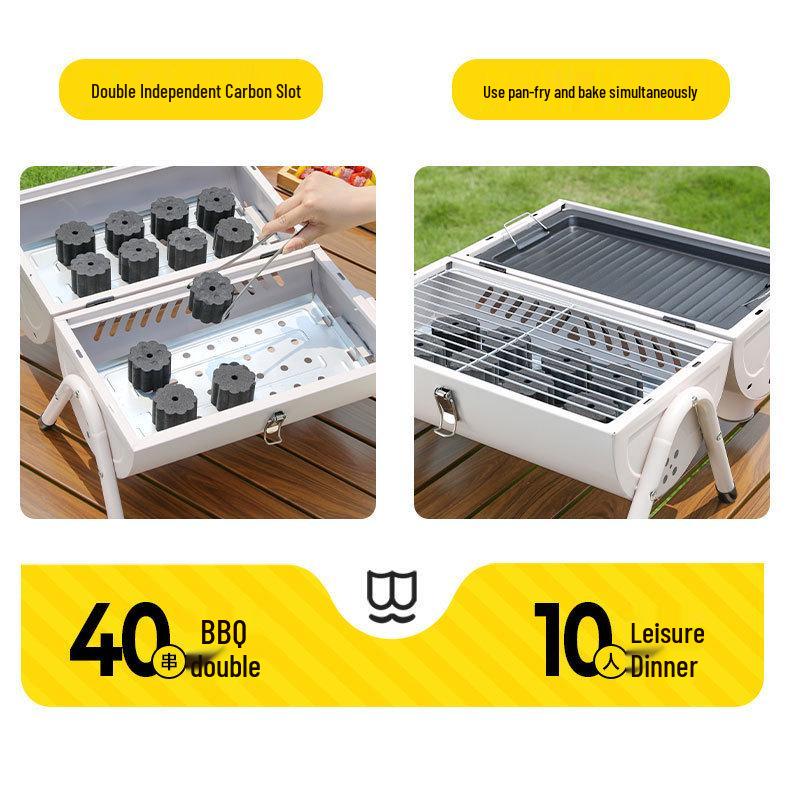 Portable Folding Double-Sided BBQ Grill & Multi-Functional Stewing Pan