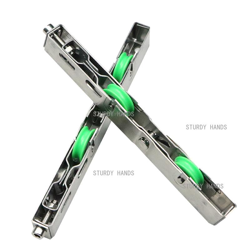 2pcs Old style sliding door pulley grounds Aluminum alloy 13x21 stainless steel silent bath sliding door