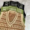 Autumn Fashion Female Vintage Plaid Sweater Vests Women's Tank Tops Knitted Crop Top Women Sleeveless Knitted Vest Waistcoat