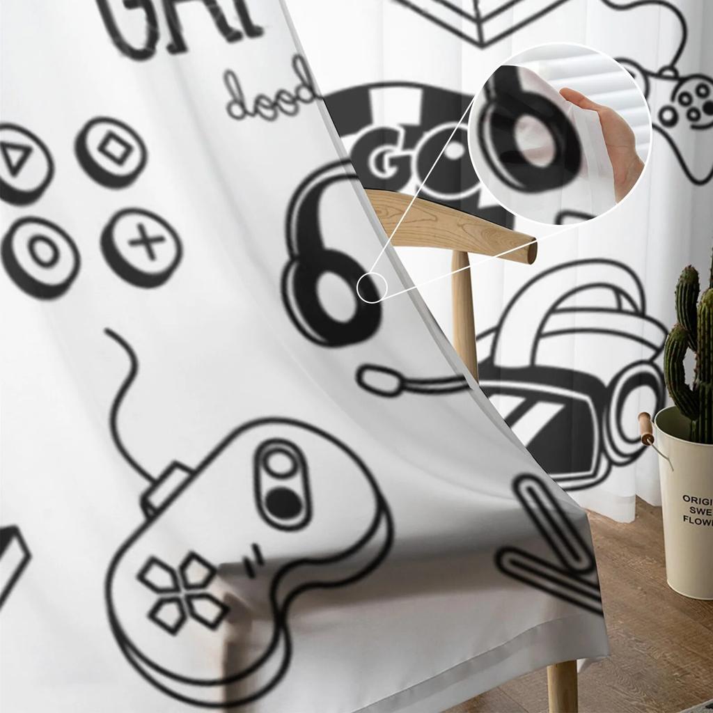 Game Controller Sheer Curtains For Living Room Bedroom Tulle Curtains Kitchen Window Treatments Panel Drapes
