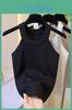 Black Knitted Strapless Tank Top For Women Summer Casual Sleeveless Basic Top