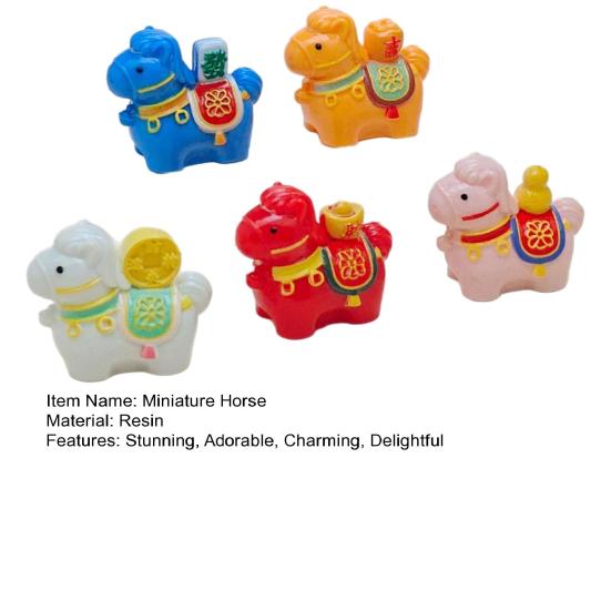 5 Stück Mini-Pferdestatue Harz Miniatur-Tierstatue für Feengarten Mikrolandschaft Puppenhaus Handwerk 2026 Chinesisches Pferd Feng Shui Ornament für