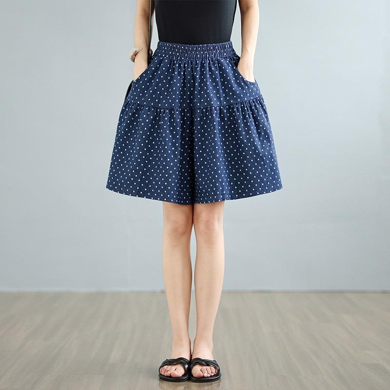 High Waist Plus Size Vintage Dot Casual Loose Summer Denim Shorts for Women Short Jeans