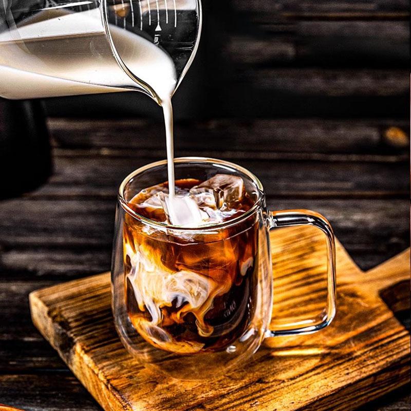 1/2/4pcs Double Wall High Borosilicate Glass Mug Heat Resistant Handle Coffee Milk Juice Water Cup 250/400ml