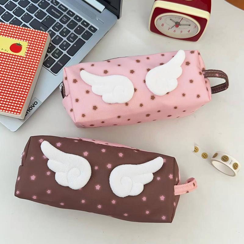 Cute Angel Wings Pencil Bag School Students Large Capacity Pen Case