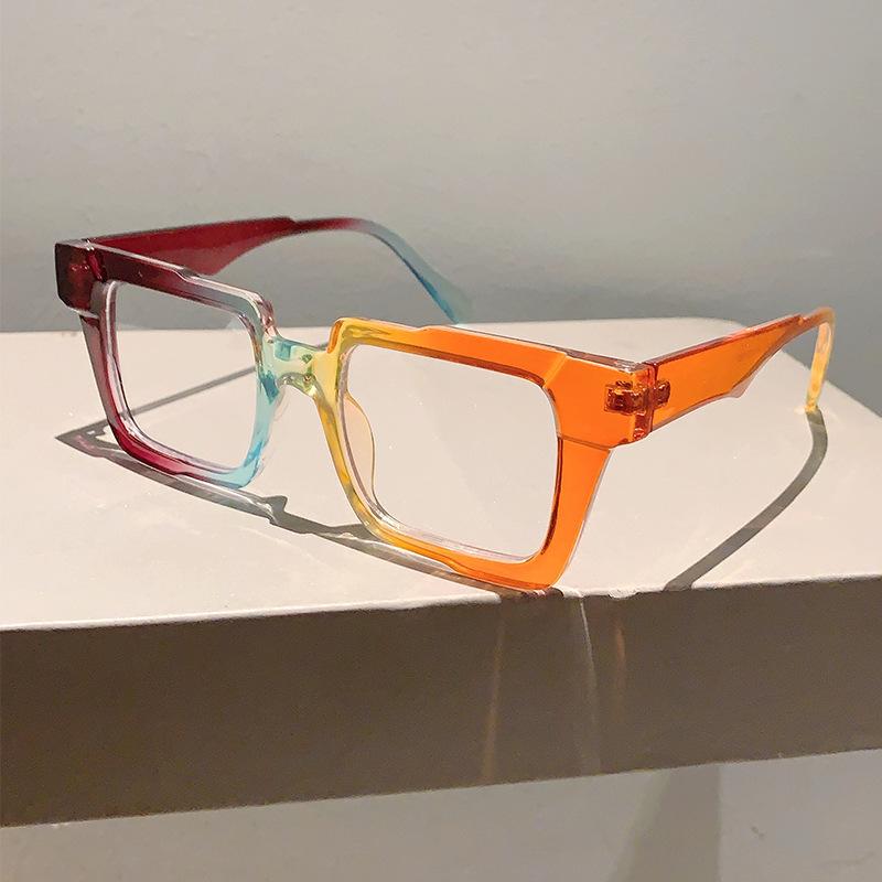 Rainbow Square Sunglasses Women For Men  Vintage Sun Glasses Luxury Brand Designer Punk Hip Hop Popular Colorful Shade Uv400