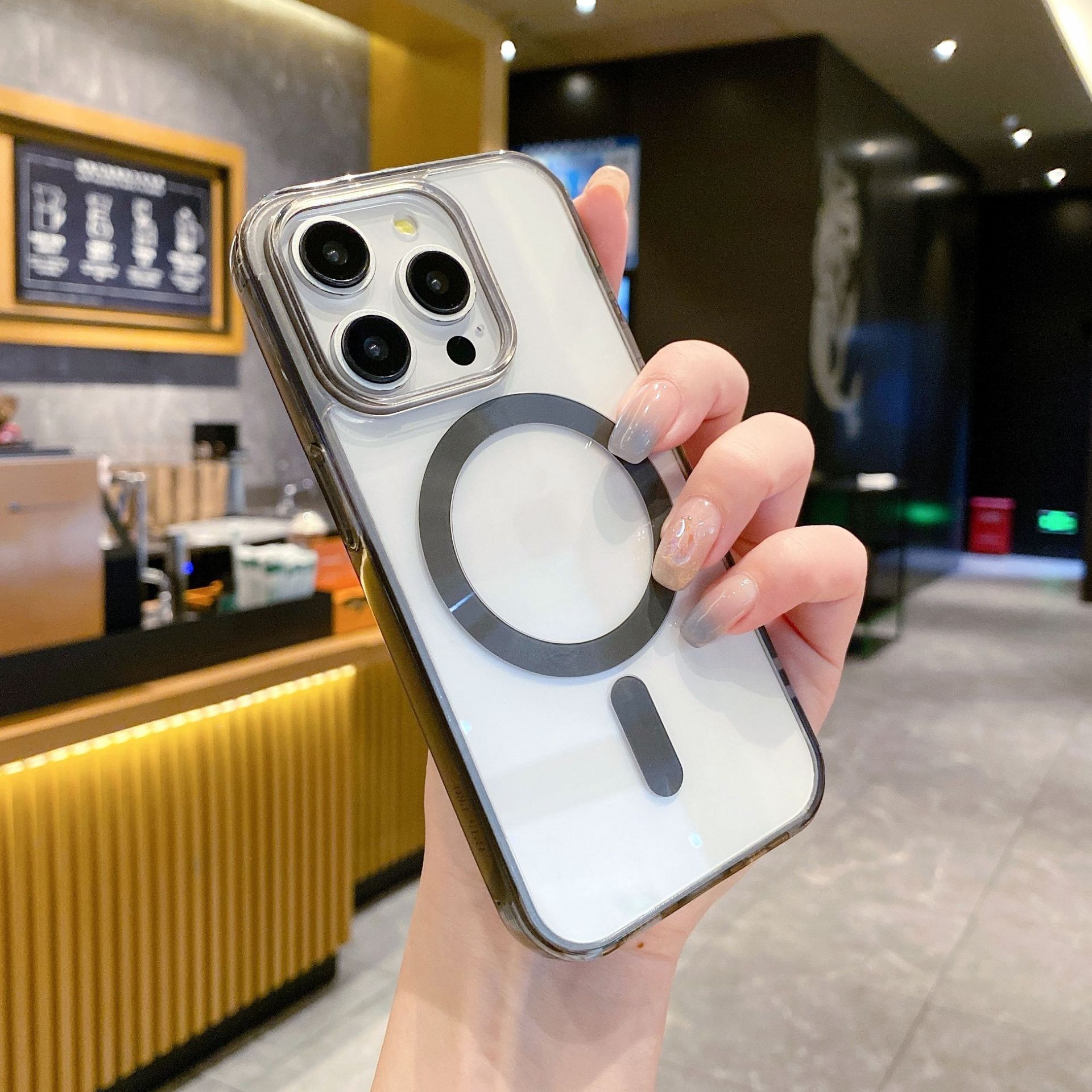 

Подходит для чехла для мобильного телефона Apple 15 Promax IPhone 14 Цветное стекло Магнитная адсорбция 13 Противоударный 12 Высокая прозрачность Защитный чехол Apple 15