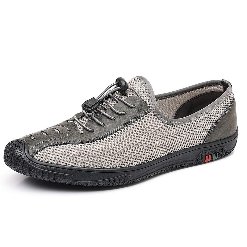 

Retro Style Summer Men Sneakers Lightweight Soft Mesh Flats Non-slip Man Casual Shoe Outdoor Sports Footwear Breathable Trainers 44 серый