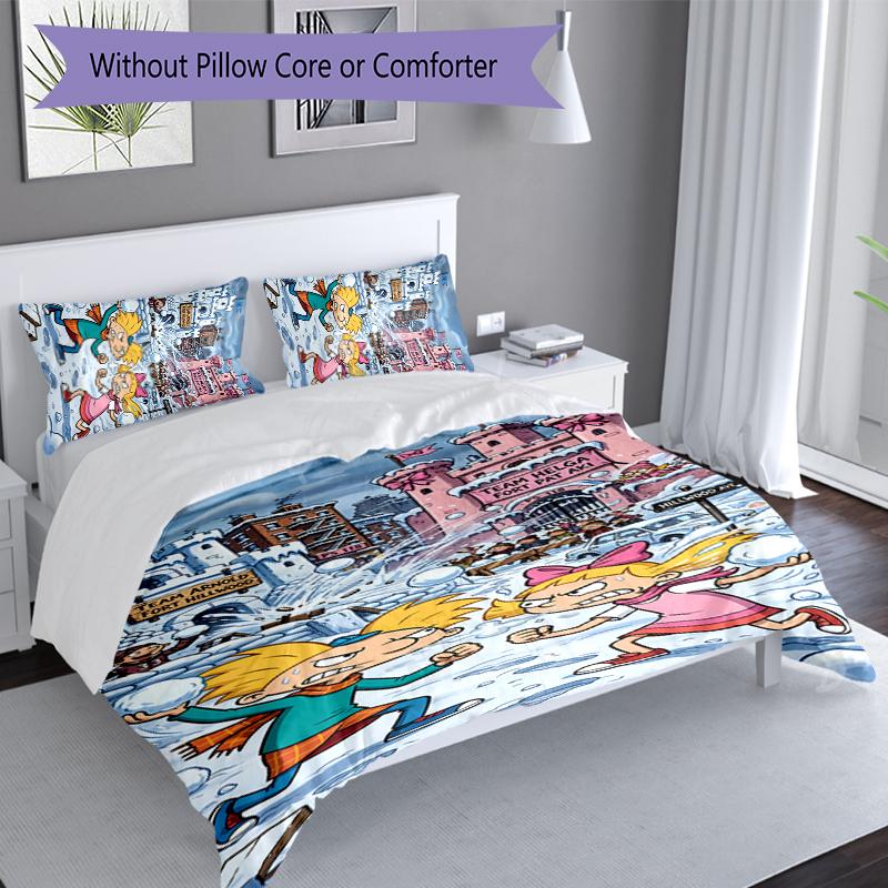 3pcs Hey Arnold Duvet Cover Set, Includes 1 Duvet Cover and 2 Pillowcases,Skin-Friendly&Comfortable Fabric,Suitable Bedding Sets