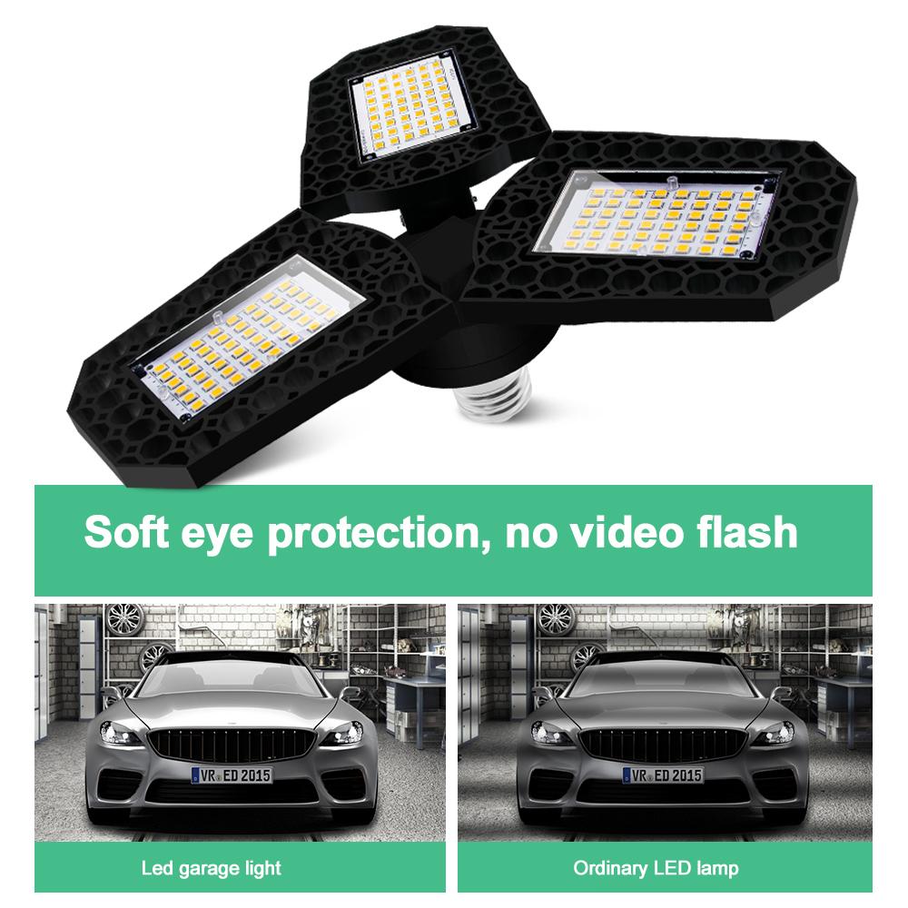 Deformable Bulb 3 Panels 40/60/80w Workshop Lighting Industrial Lighting For Garage Warehouse Emergency Hot Ceiling Light Newest