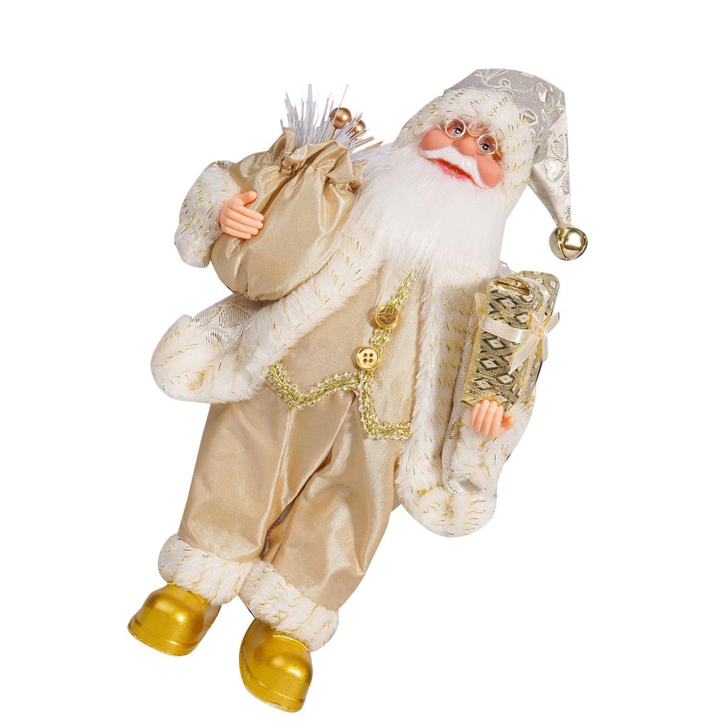 12.6 Inch Santa Figurine Doll Xmas Standing Santa Decoration for Room Fireplace Tabletop
