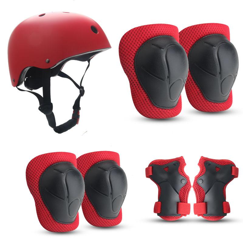 Kinder Rollschuh Schutzausrüstung Set Balance Bike Skateboard Palm Skateboard Knie Pad Ellenbogen Pad Fahrrad Sieben-stück Schutzhelm
