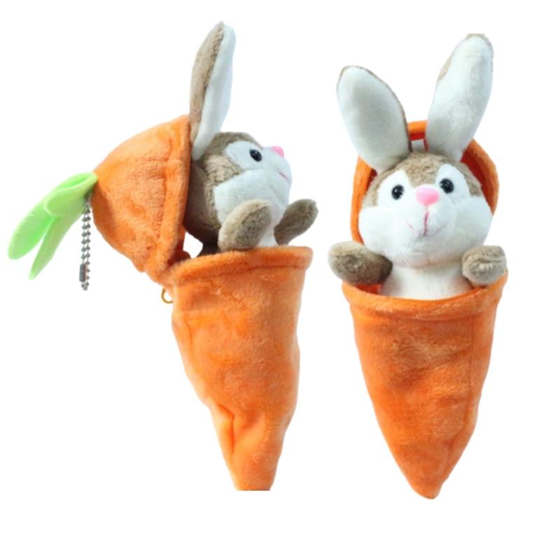 Cute Carrot Bunny Plush Toy Pendant For Bags And Keys, Soft Short Plush, 15cm Height