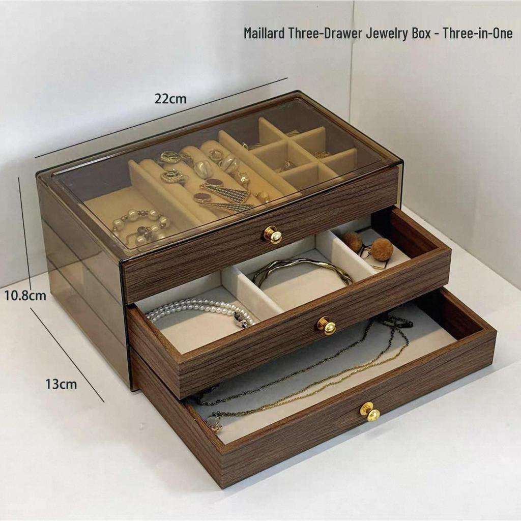 Exquisite Walnut Jewelry Box with Anti-Oxidation for Rings, Bracelets, Necklaces, and Earrings