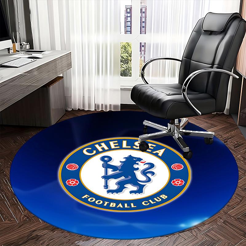 CHELSEA FOOTBALL CLUB LION PRINT Chair Mat Round Rug-Office Carpet, Machine Washable, Non-slip, Suitable for Living Rooms, Bedrooms, Entrywa