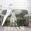 Cornflower Ghost Hot Sale Printing High Qiality Warm Flannel Blanket Ghost Spooky Creepy Cute Haunted Blue Mist Meadow Flowers