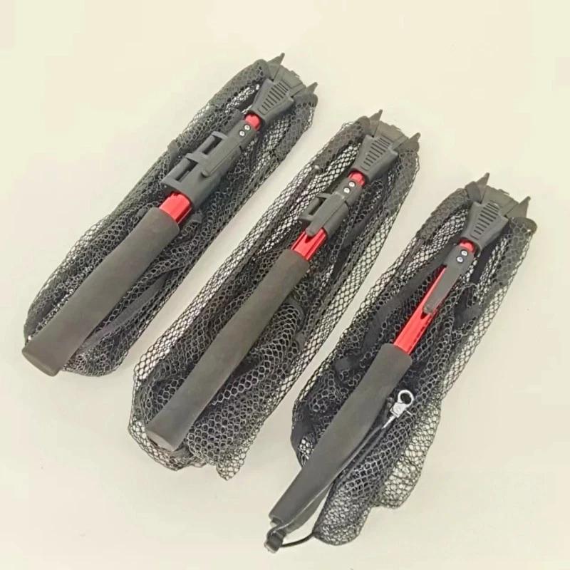 1pc 70cm Fly Fishing Triangle Foldable Telescopic Hand Net Aluminum Alloy Fish Catching Net Integrated Portable Net Fishing