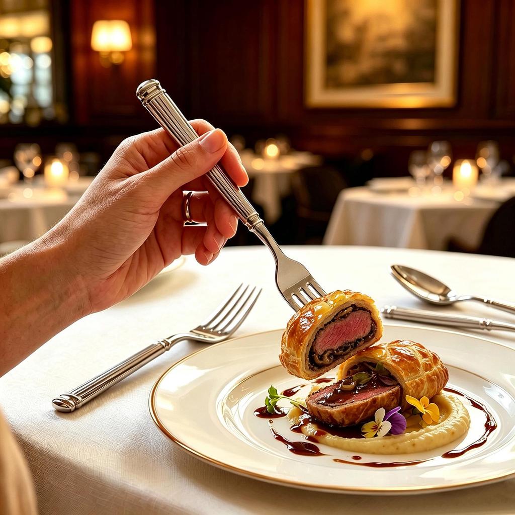 5-Piece Western Tableware Set: High-Grade 304 Stainless Steel Knife, Fork, Spoon with Roman Column Handle.