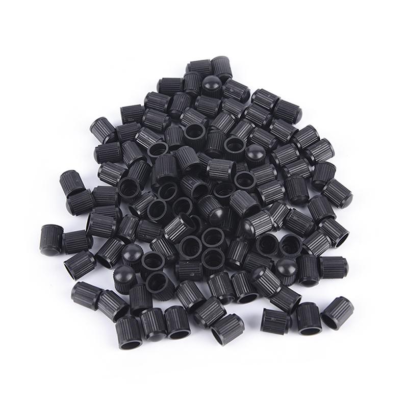 100Pcs/Lot Black Plastic Dust Valve Caps Bike Car Wheel Tyre Air Valve Stem Caps