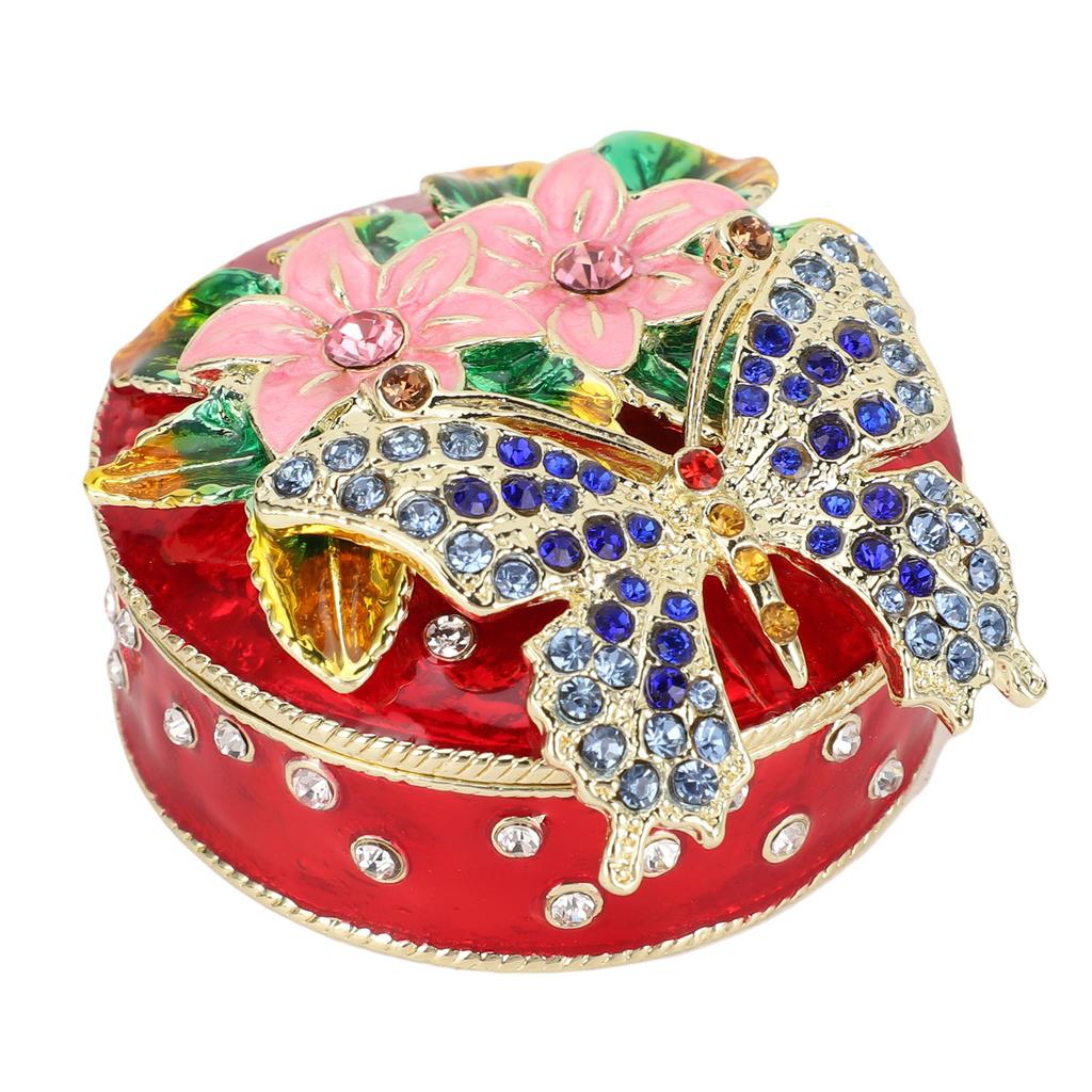 Butterfly Jewelry Box Metal Elegant Enameled Trinket Storage Box for Bathroom Bedroom Home Decor