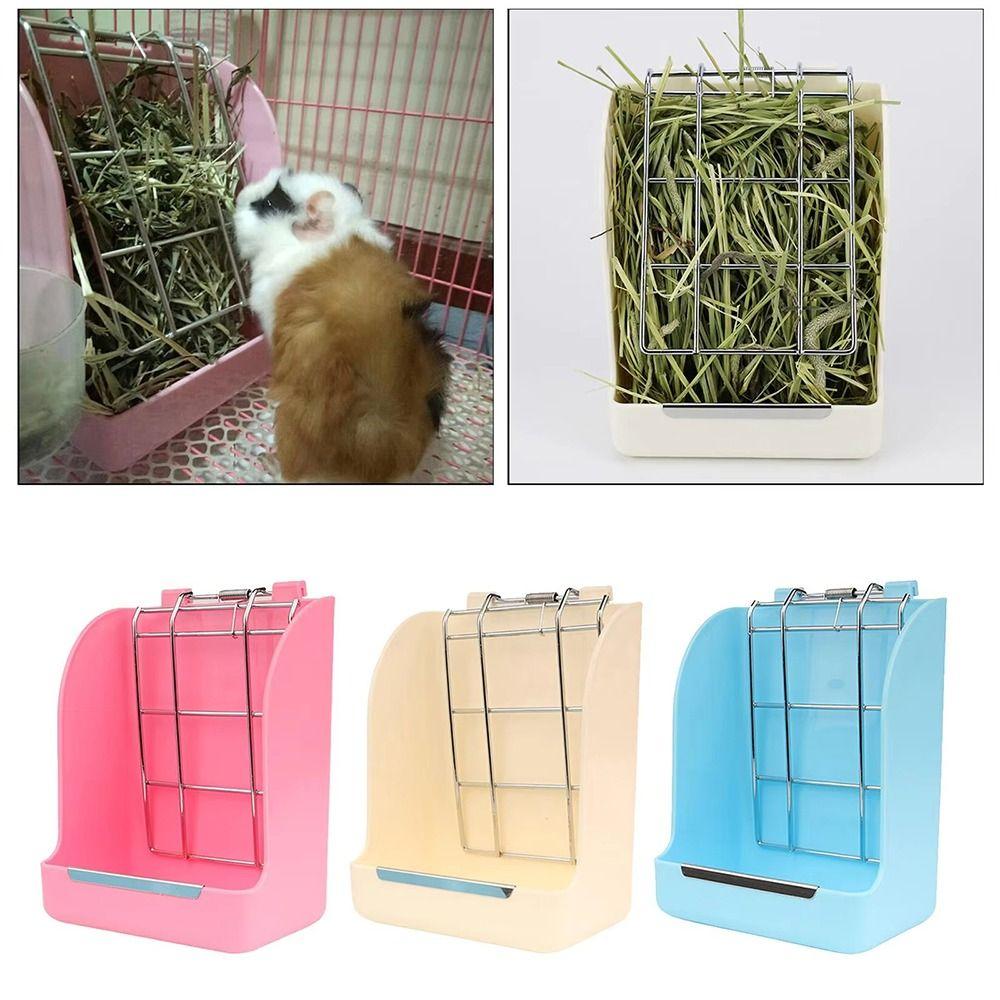 1Pcs Spring Type Rabbit Grass Frame Plastic Pet Food Container  for Herbivore Guinea Pigs Hamsters