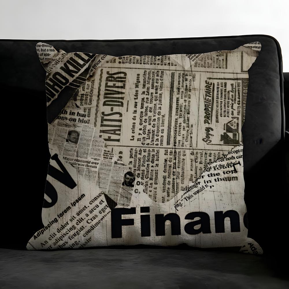 Newspaper Luxury Cushion Cover Pillowcase Ultra Soft Skin Friendly Fabric Cloud Like Comfort Concealed Zipper