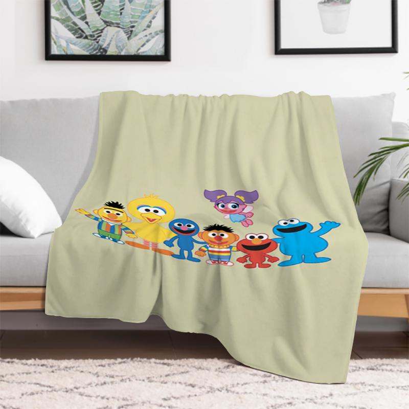 Kid's Blanket Cute Cartoon S-Sesame S-Street Fluffy Soft Blankets for Decorative Sofa Furry Winter Warm Throw & Throws Bed Anime