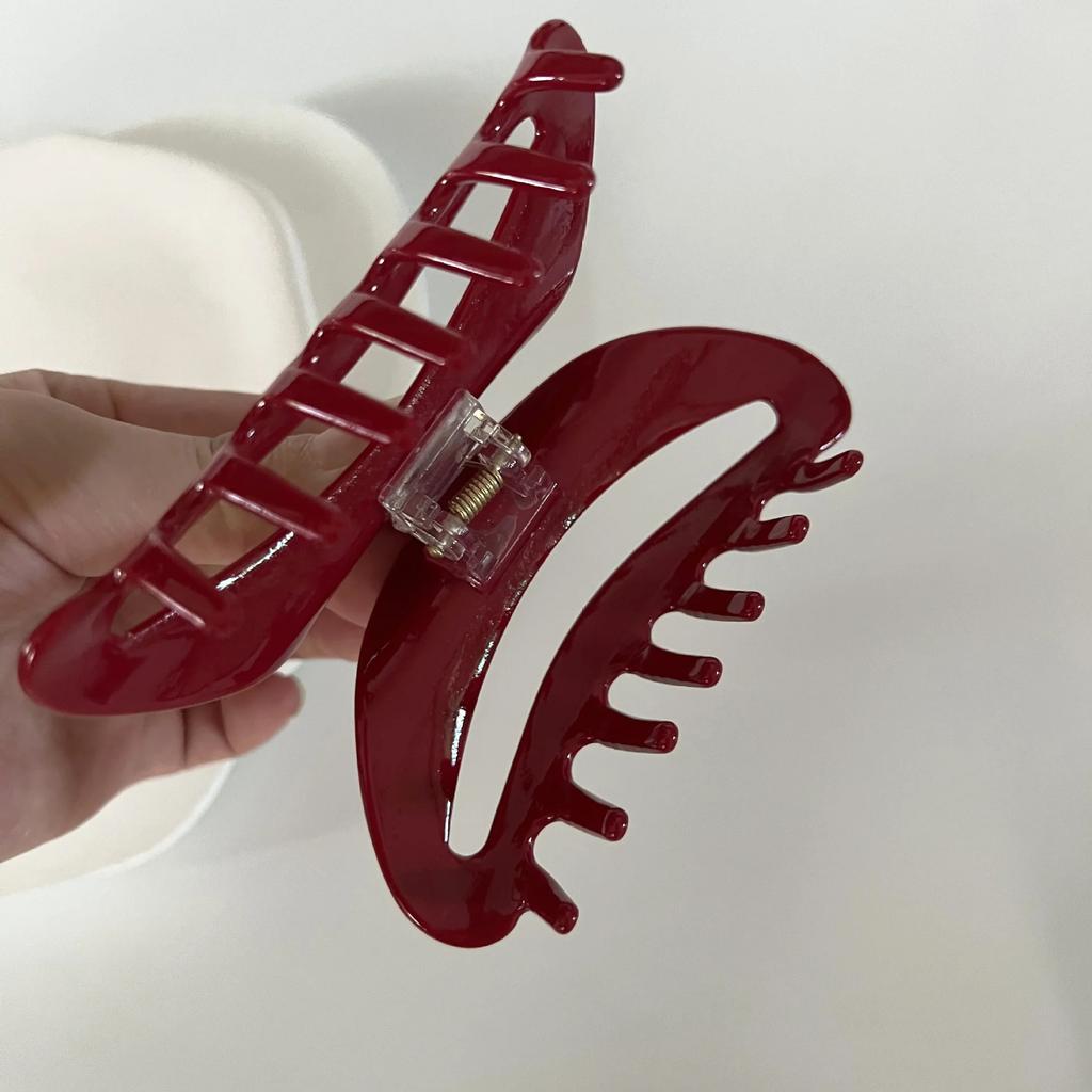 Red Series Large Clip Women Hair High-end Sensation Back Computer Spoon Card Shark Clip Hair Accessories Grip Headdress Handmade