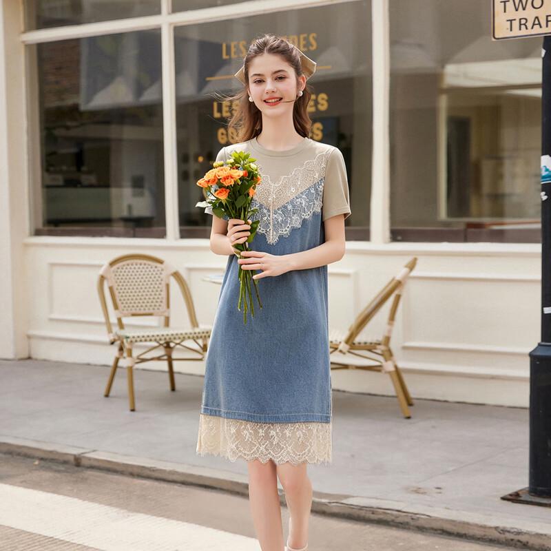 Bailuyu Elegant Faux Two-Piece A-Line Midi Dress L
