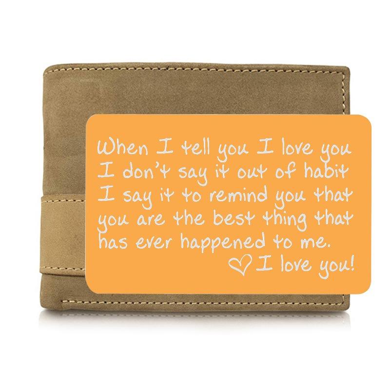 Tarjeta de billetera grabada I Love You - Inserción de billetera - Regalo de novio Regalo de aniversario de regalo de marido