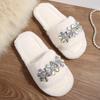 Fashion Luxury Glitter Flower Furry Slippers Women 2025 Winter Soft Faux Fur Non Slip Indoor Slides Warm Short Plush Bedroom Slides