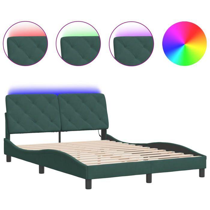 VidaXL Bed Frames with LED Lights, Upholstered Bed, Slat Base, Double Bed, Adult Bedroom Bed 3213852