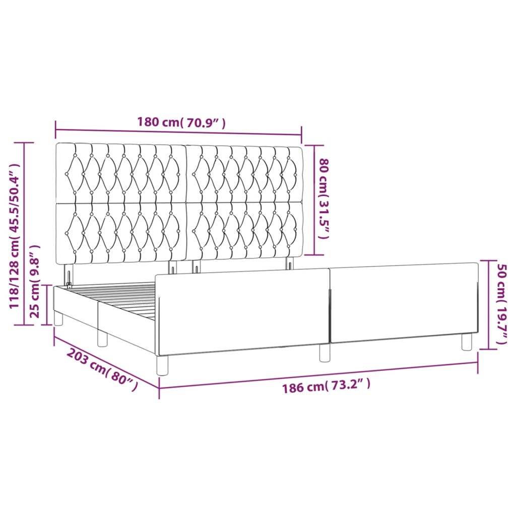 Bed Frame with Headboard Black 180 x 200 cm Velvet