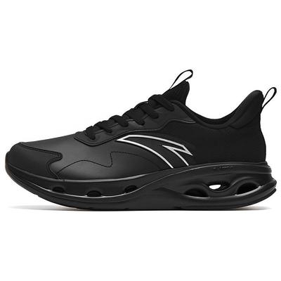 Breathable Lightweight Rebound Low-Top Running Shoes Men's Bright Black Sneakers 112315575-7