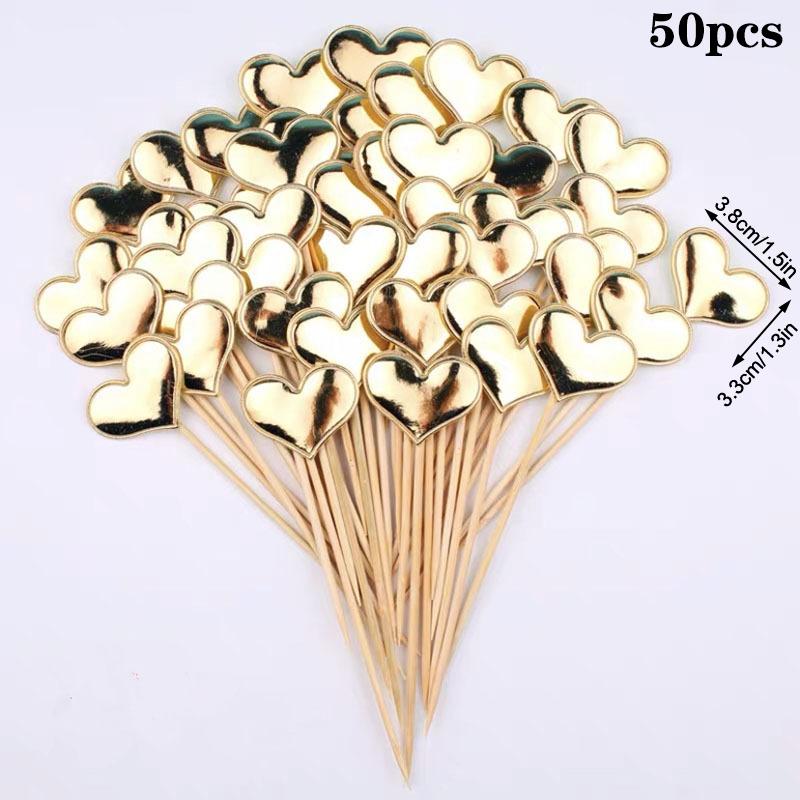 

50 шт./уп. Глянцевые вставки из ПУ для карточек, Свадьбы, Дни рождения, Десертные столы, Аксессуары для выпечки, Бамбуковые палочки, Милые