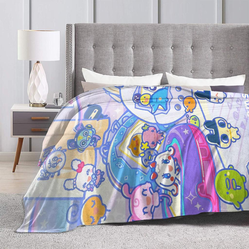 Cartoon Cute Tamagotchis Blanket Fleece Spring Autumn Multi-function Super Warm Throw Blankets for Sofa Car Bedspreads