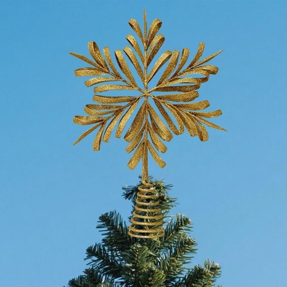 Gold Glitter Christmas Topper Decor Iron Xmas Tree Ornament  Holiday Party