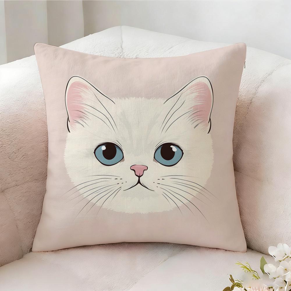 Cute Pink Cat Pattern Pillow Case Pillowcase Doublesided Printed Sofa Cushion Bedroom Headboard Pillow