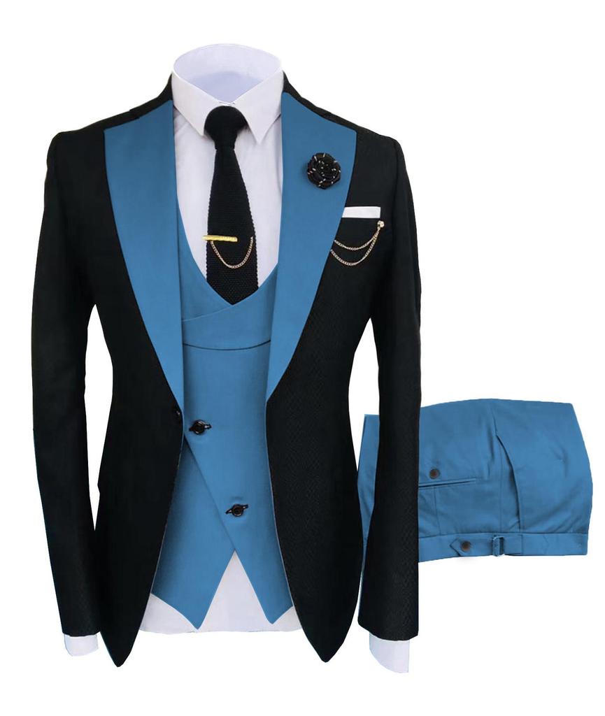 Men's Slim Fit Wedding & Business Tuxedo Suit Set with Vest & Pants