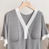 Women's Summer Pajama Set - Three-Piece Short-Sleeve Top, Long & Short Pants with Chest Pads, Lace Design, Wear Indoors or Out.