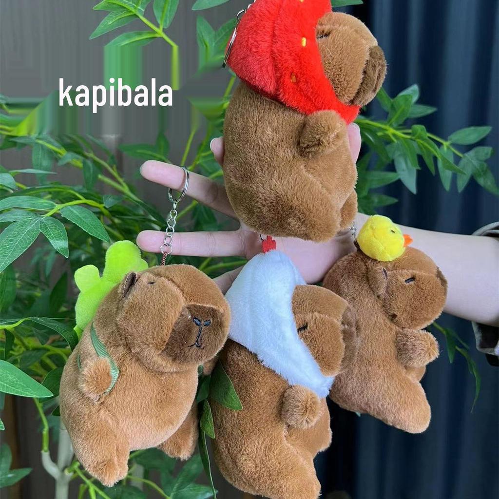 Hot Selling Turtle & Strawberry Hat Capybara Plush Doll Keychain Backpack Decoration