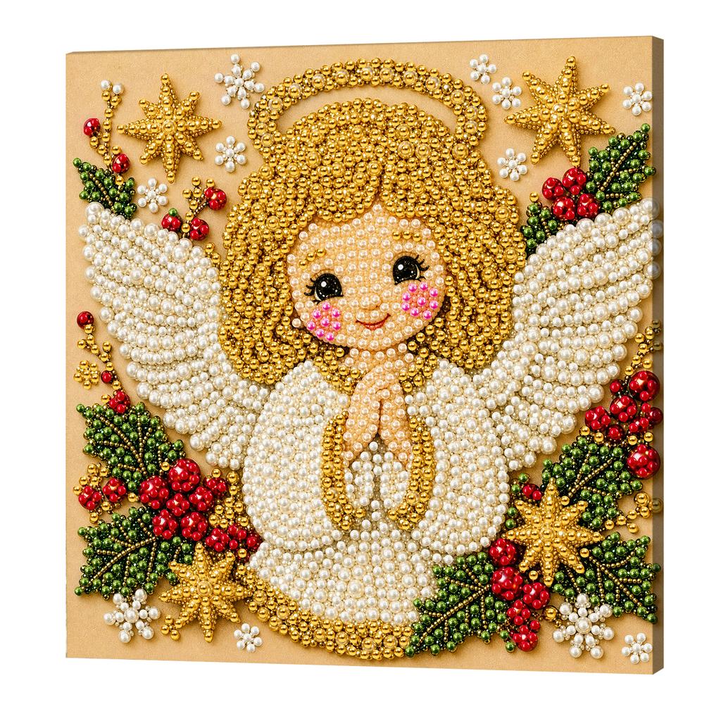 DIY Pearl Bead Painting Kit with Frame 11x11cm Christmas Self-Adhesive Canvas Art Craft Full Drill