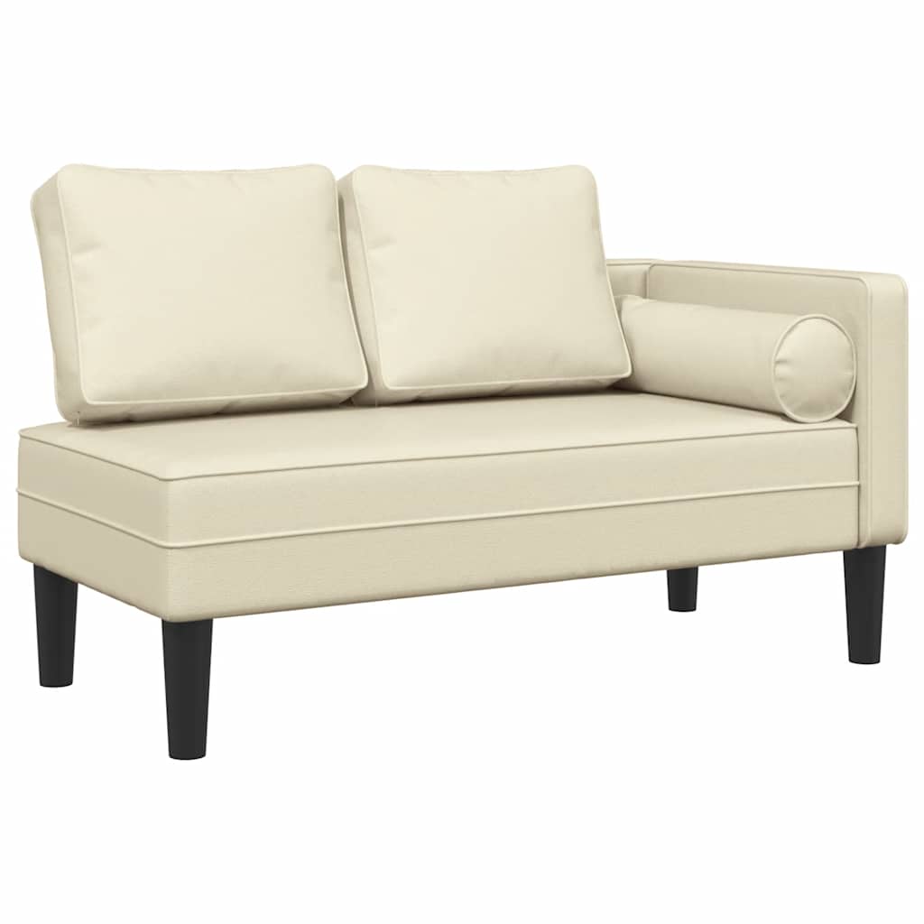 Cremefarbene Kunstleder-Chaiselongue mit Kissen